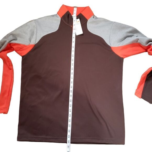 NWT ANTIGUA Mighty Brown Orange Half Zip Up Pullover Long Sleeve Top MEDIUM - Picture 7 of 10